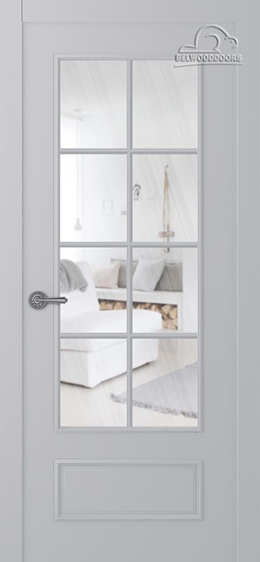 Дверное Полотно Пвдощ "Ламира 5" Эмаль Светло - Серый 2,0-0,7 Smart Core Со Стеклом Прозрачное Каленое Распашная