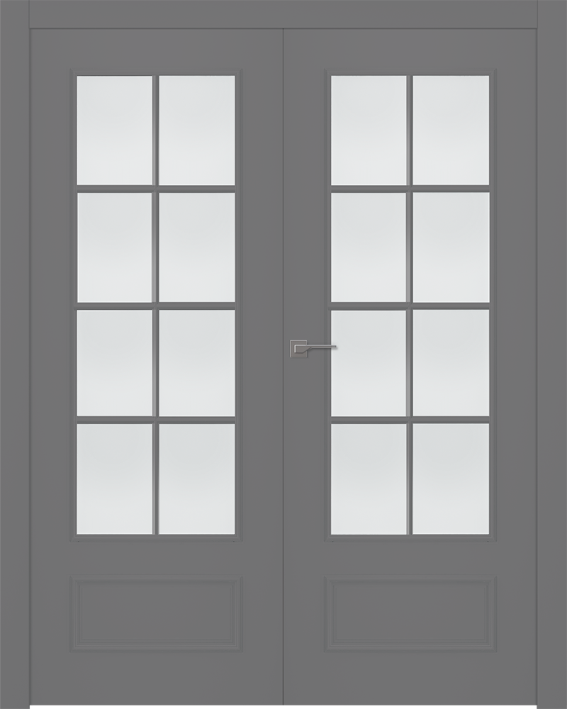 Дверное Полотно Пвдощ "Ламира 5" Эмаль Графит 2,0-0,8 Smart Core Со Стеклом Мателюкс Белый Распашная двойная