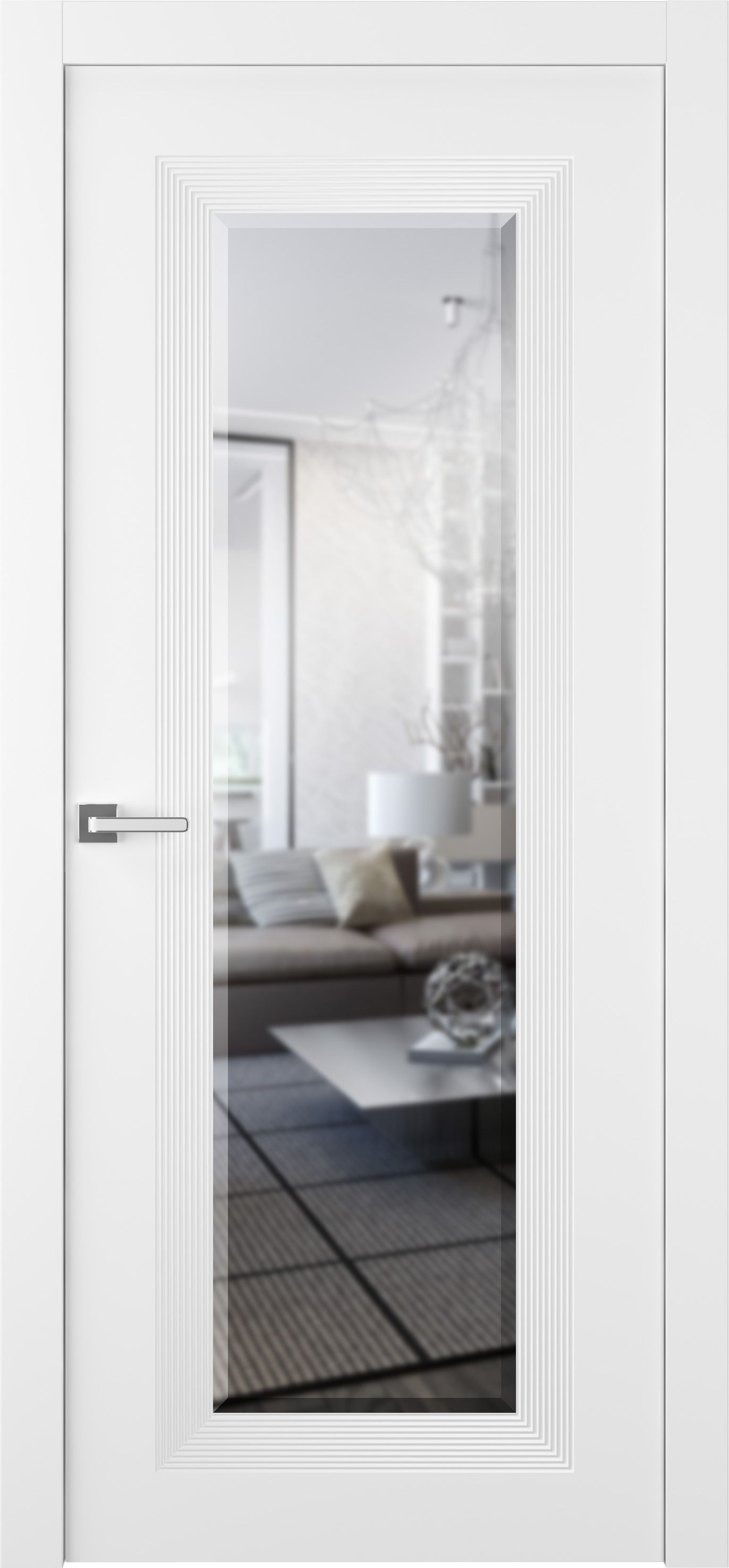 Дверное Полотно Пвдгщ "Либра 1" Эмаль Белый 2,0-0,6 Smart Core С Зеркалом Распашная