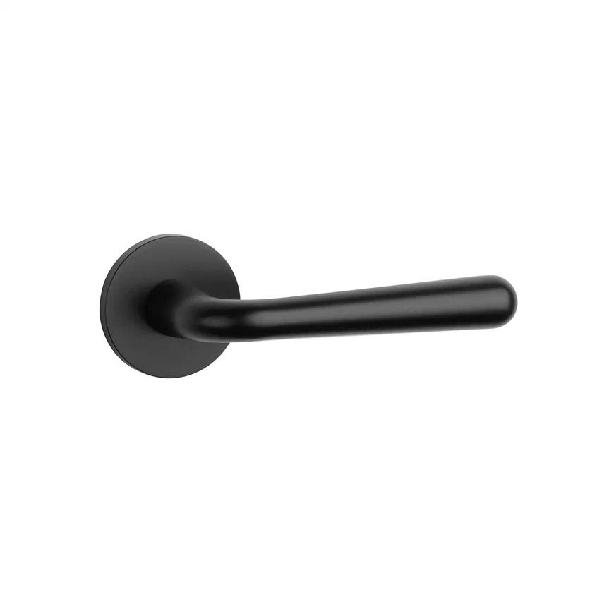 Ручка дверная IRGA R 7S BLACK, черный (круг. накладка 7мм) фото