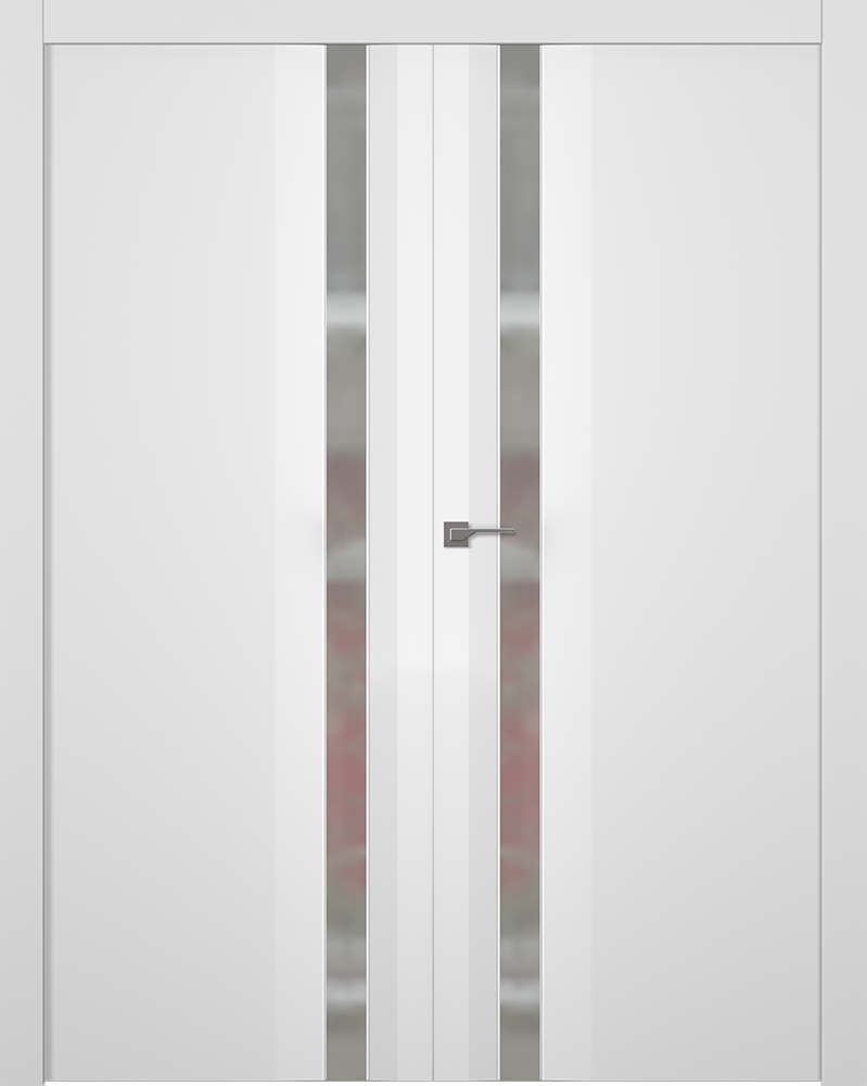 Дверное Полотно Пвдчщ "Слайд" Эмаль Белый 2,0-0,8 Smart Core С Зеркалом Графит Распашная двойная