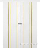 Межкомнатная дверь Флекс 1 Молдинг Золото Эмаль белый Купе двойное - фото