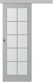 Межкомнатная дверь Ламира 1 Эмаль светло-серый Купе - фото
