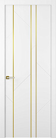 Межкомнатная дверь Флекс 1 Молдинг Золото Эмаль белый - фото