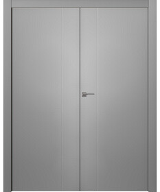 Межкомнатная дверь Avesta 1V Молдинг Хром Эмаль светло-серый Двойная - фото