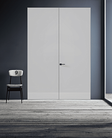 Межкомнатная дверь Спейс Стекло Лакобель белый Двойная - фото