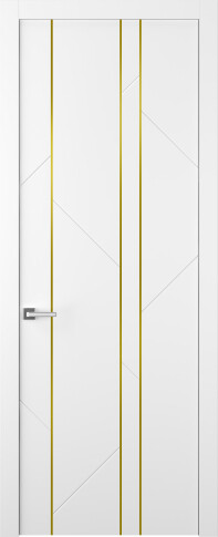 Межкомнатная дверь Флекс 1 Молдинг Золото Эмаль белый - фото