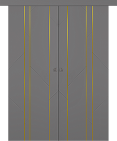 Межкомнатная дверь Флекс 1 Молдинг Золото Эмаль графит Купе двойное - фото