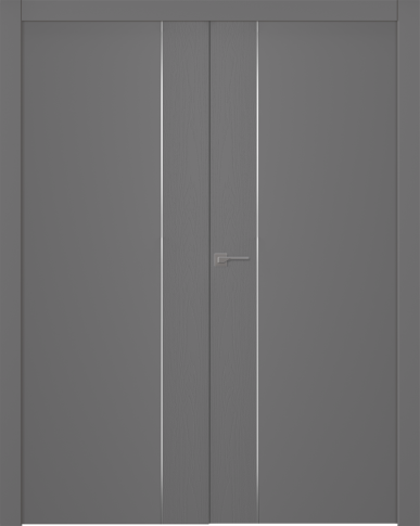 Межкомнатная дверь Вега 1 Молдинг Хром Эмаль графит Двойная - фото