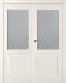 Межкомнатная дверь Кремона 2 Эмаль жемчуг Двойная - фото