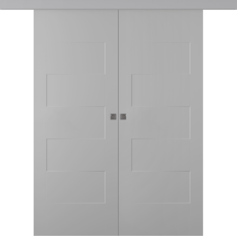Межкомнатная дверь Split Эмаль светло-серый Купе двойное - фото Межкомнатная дверь Split Эмаль светло-серый Купе двойное - фото