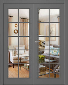 Межкомнатная дверь Ламира 1 Эмаль графит Двойная - фото