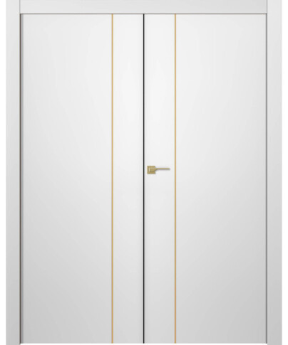 Межкомнатная дверь Avesta 1H Молдинг Золото Эмаль белый Двойная - фото