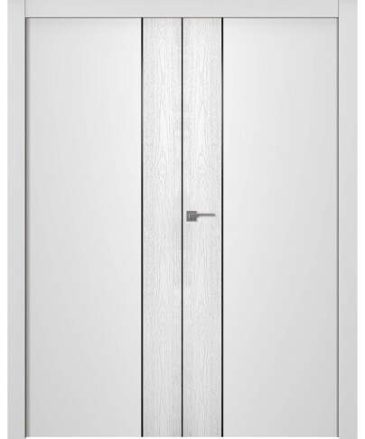 Межкомнатная дверь Вега 1 Молдинг Черный Эмаль белый Двойная - фото