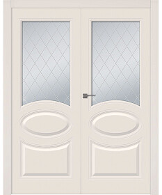 Межкомнатная дверь Элина Эмаль жемчуг Двойная - фото