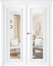 Межкомнатная дверь Палаццо 1 Эмаль белый Двойная - фото