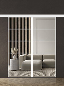 Межкомнатная дверь Спейс Ап 4 White Двойная - фото Межкомнатная дверь Спейс Ап 4 White Двойная - фото