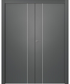 Межкомнатная дверь Avesta 1V Молдинг Хром Эмаль графит Двойная - фото