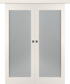 Межкомнатная дверь Кремона 1 Эмаль жемчуг Купе двойное - фото