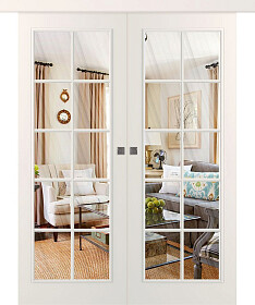 Межкомнатная дверь Ламира 1 Эмаль жемчуг Купе двойное - фото