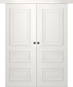 Межкомнатная дверь Палаццо 3/1 Эмаль жемчуг Купе двойное - фото
