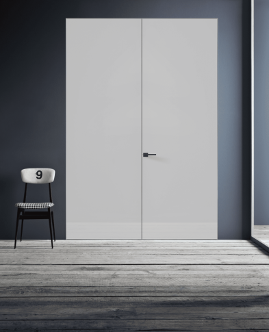 Межкомнатная дверь Спейс Reverse Стекло Лакобель белый Двойная - фото