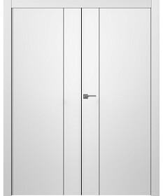 Межкомнатная дверь Avesta 1V Молдинг Хром Эмаль белый Двойная - фото