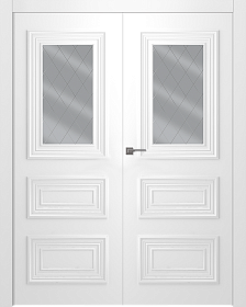 Межкомнатная дверь Палаццо 3/1 Эмаль белый Двойная - фото
