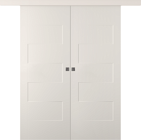 Межкомнатная дверь Split Эмаль жемчуг Купе двойное - фото