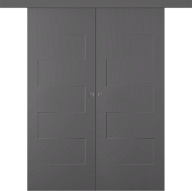 Межкомнатная дверь Split Эмаль графит Купе двойное - фото