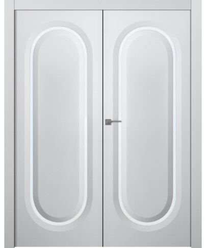 Межкомнатная дверь Аргентум 1D Эмаль белый Двойная - фото