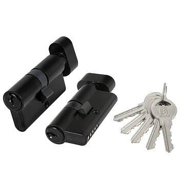 Цилиндровый механизм (100 ZM/70) 1000ZMKnob70(30+10+30) BL черный, 5 кл. с вертушкой фото