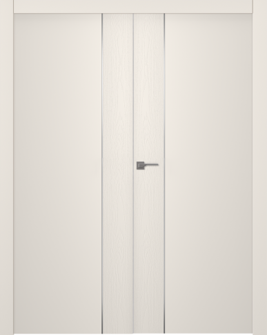 Межкомнатная дверь Вега 1 Молдинг Хром Эмаль жемчуг Двойная - фото