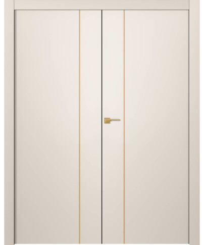 Межкомнатная дверь Avesta 1V Молдинг Золото Эмаль жемчуг Двойная - фото