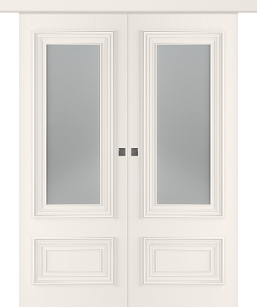Межкомнатная дверь Палаццо 2 Эмаль жемчуг Купе двойное - фото