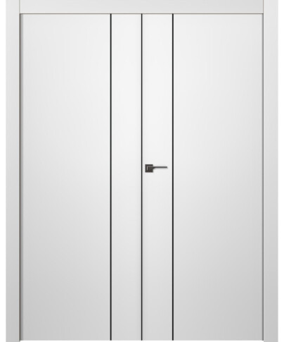 Межкомнатная дверь Avesta 1V Молдинг Чёрный Эмаль белый Двойная - фото