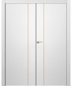 Межкомнатная дверь Avesta 1V Молдинг Золото Эмаль белый Двойная - фото