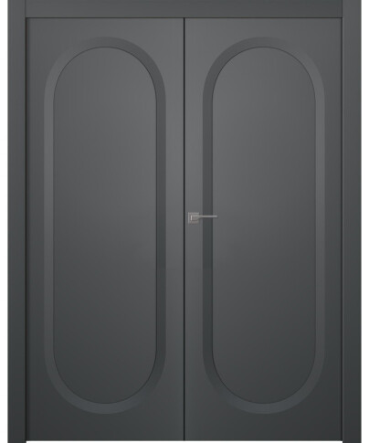 Межкомнатная дверь Аргентум 1C Эмаль графит Двойная - фото