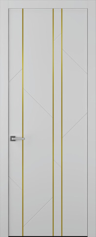 Межкомнатная дверь Флекс 1 Молдинг Золото Эмаль пепельный Двойная - фото