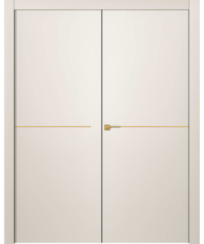 Межкомнатная дверь Avesta 1H Молдинг Золото Эмаль жемчуг Двойная - фото