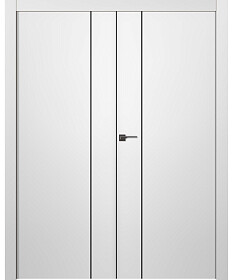 Межкомнатная дверь Avesta 1V Молдинг Чёрный Эмаль белый Двойная - фото