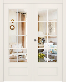 Межкомнатная дверь Ламира 5 Эмаль жемчуг Двойная - фото