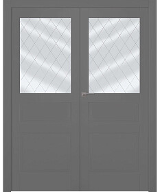 Межкомнатная дверь Инари Эмаль графит Двойная - фото