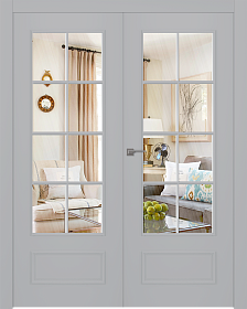 Межкомнатная дверь Ламира 5 Эмаль светло-серый Двойная - фото