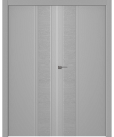 Межкомнатная дверь Твинвуд 1 Эмаль светло-серый Двойная - фото