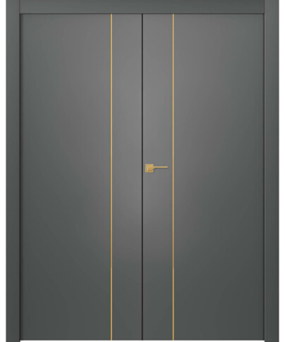 Межкомнатная дверь Avesta 1V Молдинг Золото Эмаль графит Двойная - фото