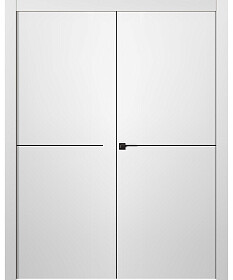 Межкомнатная дверь Avesta 1H Молдинг Чёрный Эмаль белый Двойная - фото