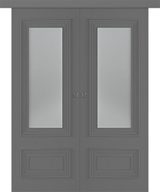 Межкомнатная дверь Палаццо 2 Эмаль графит Купе двойное - фото