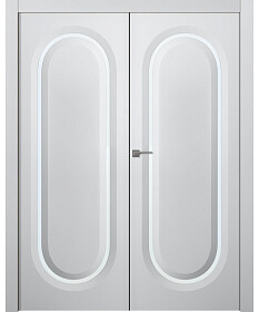 Межкомнатная дверь Аргентум 1D Эмаль белый Двойная - фото