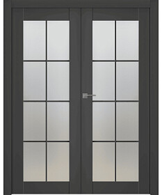 Межкомнатная дверь Avon 8 Lite Серый матовый ПП Двойная - фото